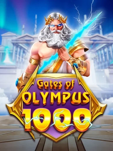 Dios del trueno y templo en la ilustración de Gates of Olympus 1000.