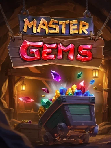 Vagoneta de gemas y cartel de madera en Master Gems.