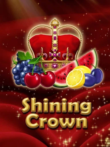 Corona con joyas y destellos sobre rojo en Shining Crown.