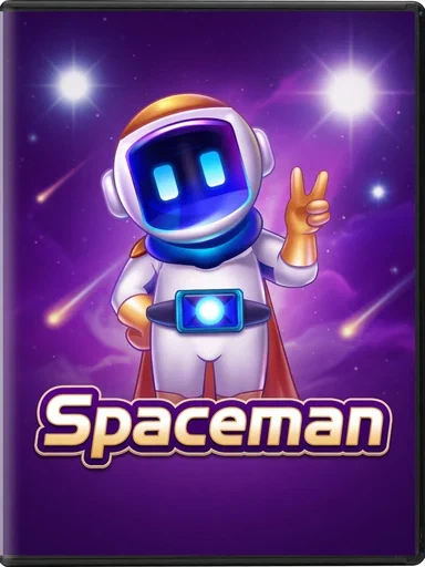 Personaje espacial de Spaceman sobre un fondo violeta.