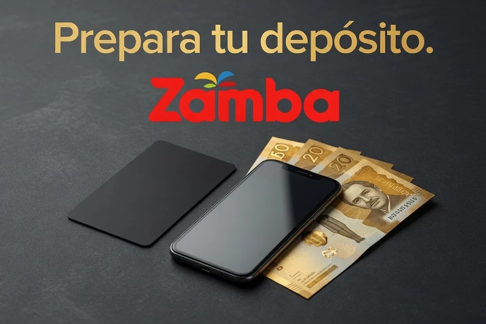Tarjeta bancaria, teléfono y billetes colombianos ilustrados junto a las palabras Prepara tu depósito.
